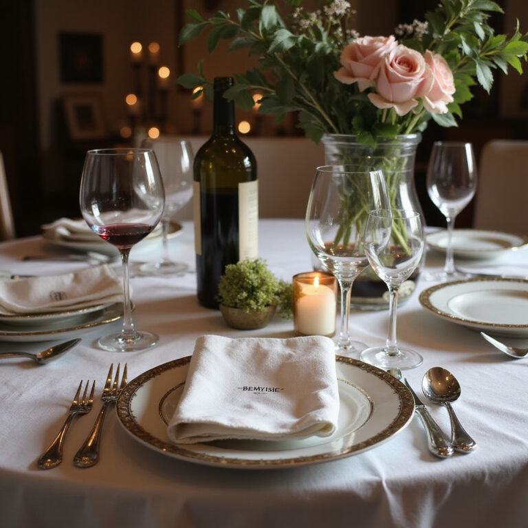 Francuski stół z nakryciem i winem, zasady savoir-vivre