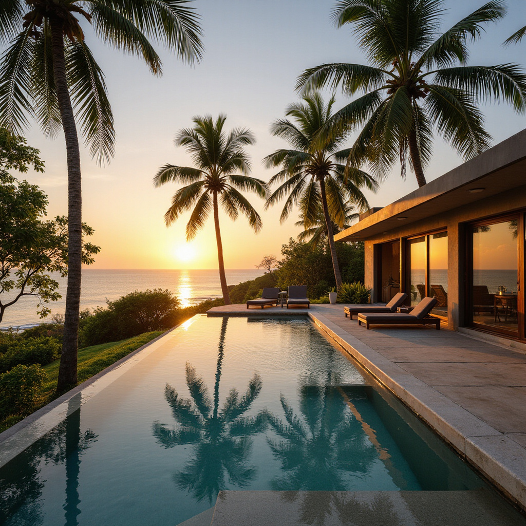 Widok na willę w Watamu z prywatnym basenem i palmami