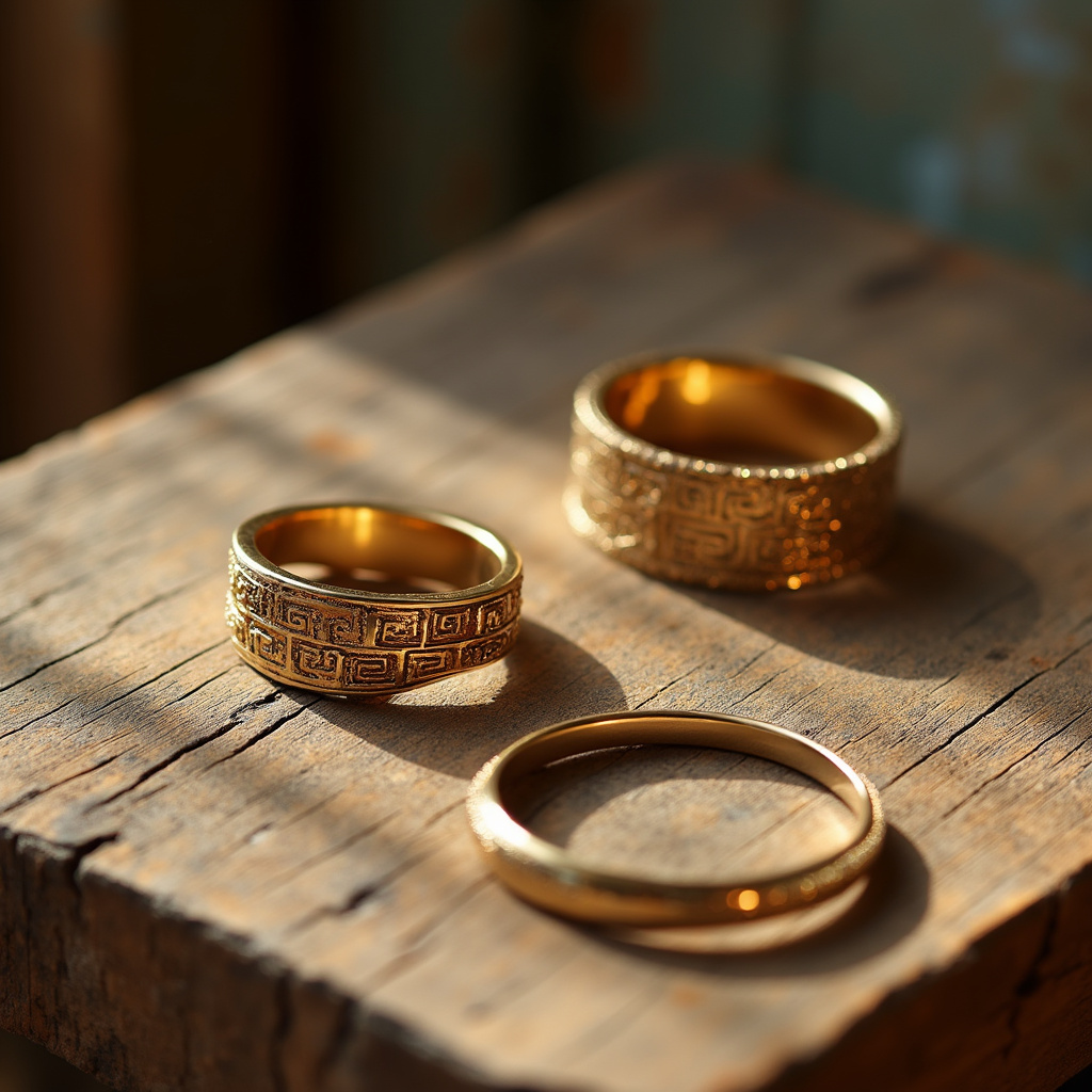 współczesna biżuteria inspirowana greckimi motywami na drewnianym stole