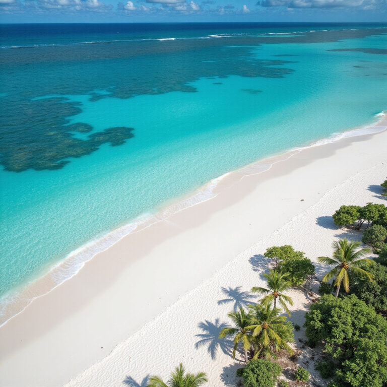 Plaża w Watamu z białym piaskiem i turkusową wodą - idealne miejsce na wakacje
