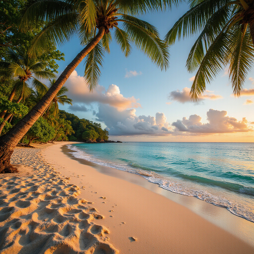 plaża z palmami i błękitnym oceanem, relaks i natura