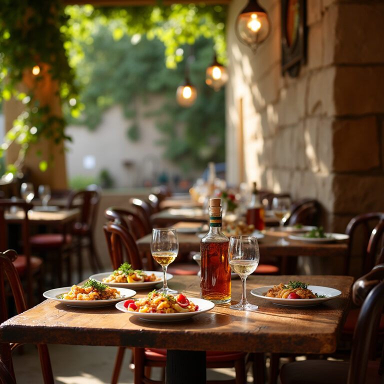 Tsipouradika w Volos – stoliki z tsipouro i mezedes w greckiej restauracji