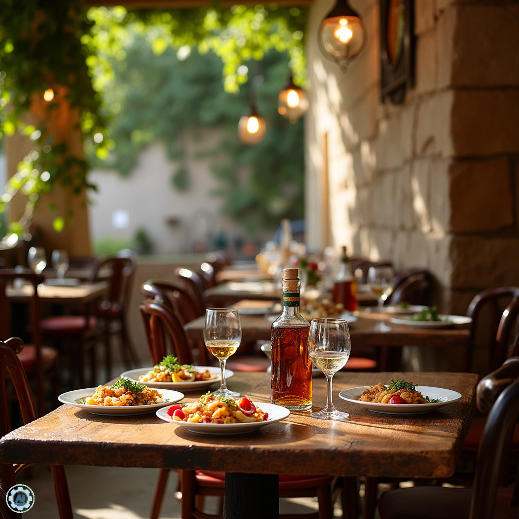 Tsipouradika w Volos – stoliki z tsipouro i mezedes w greckiej restauracji