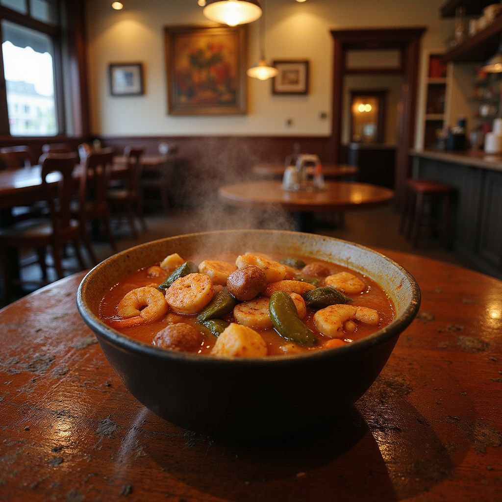 tradycyjne danie gumbo w restauracji w Nowym Orleanie