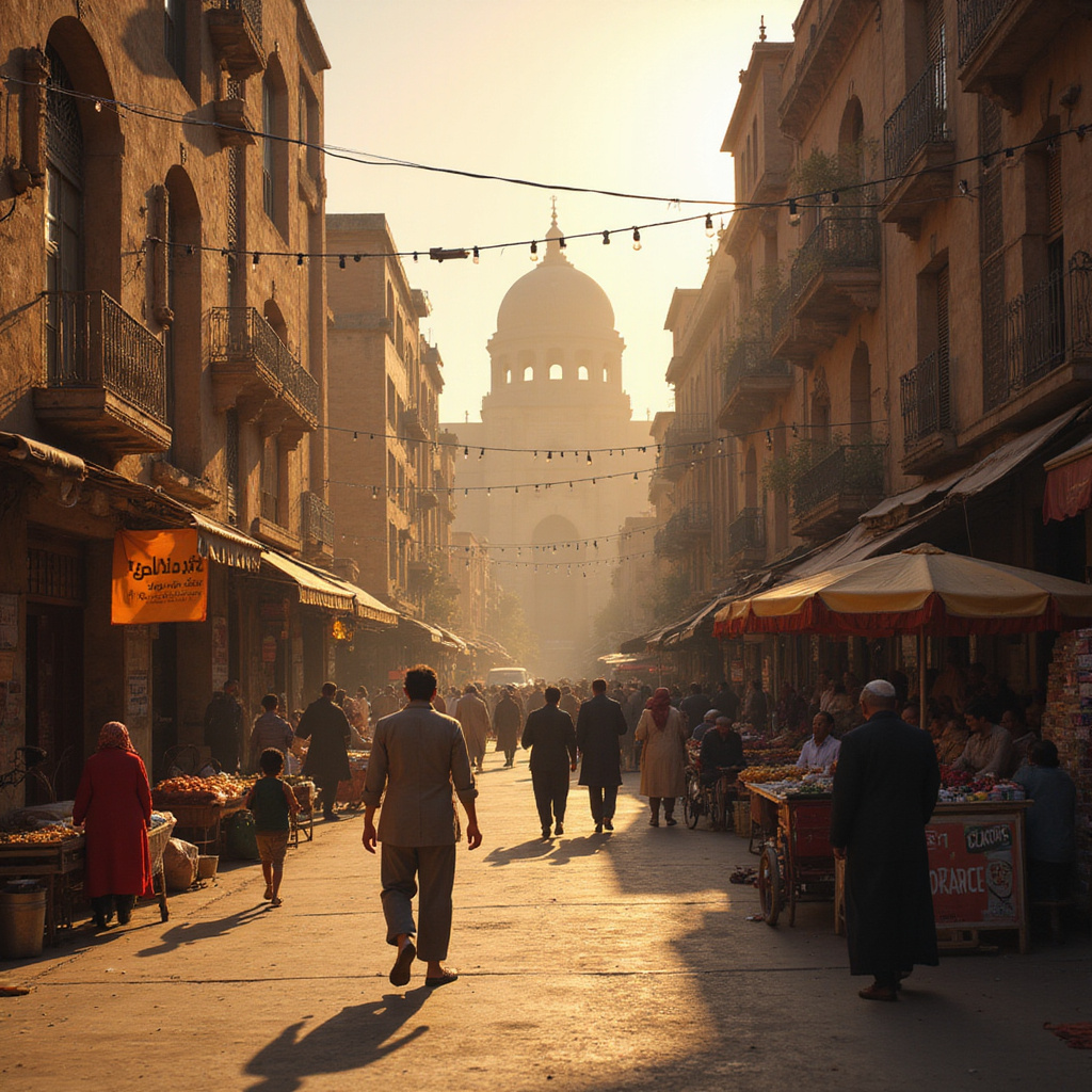 Ulica w Kairze prowadząca do Muzeum Egipskiego, egipskie życie codzienne