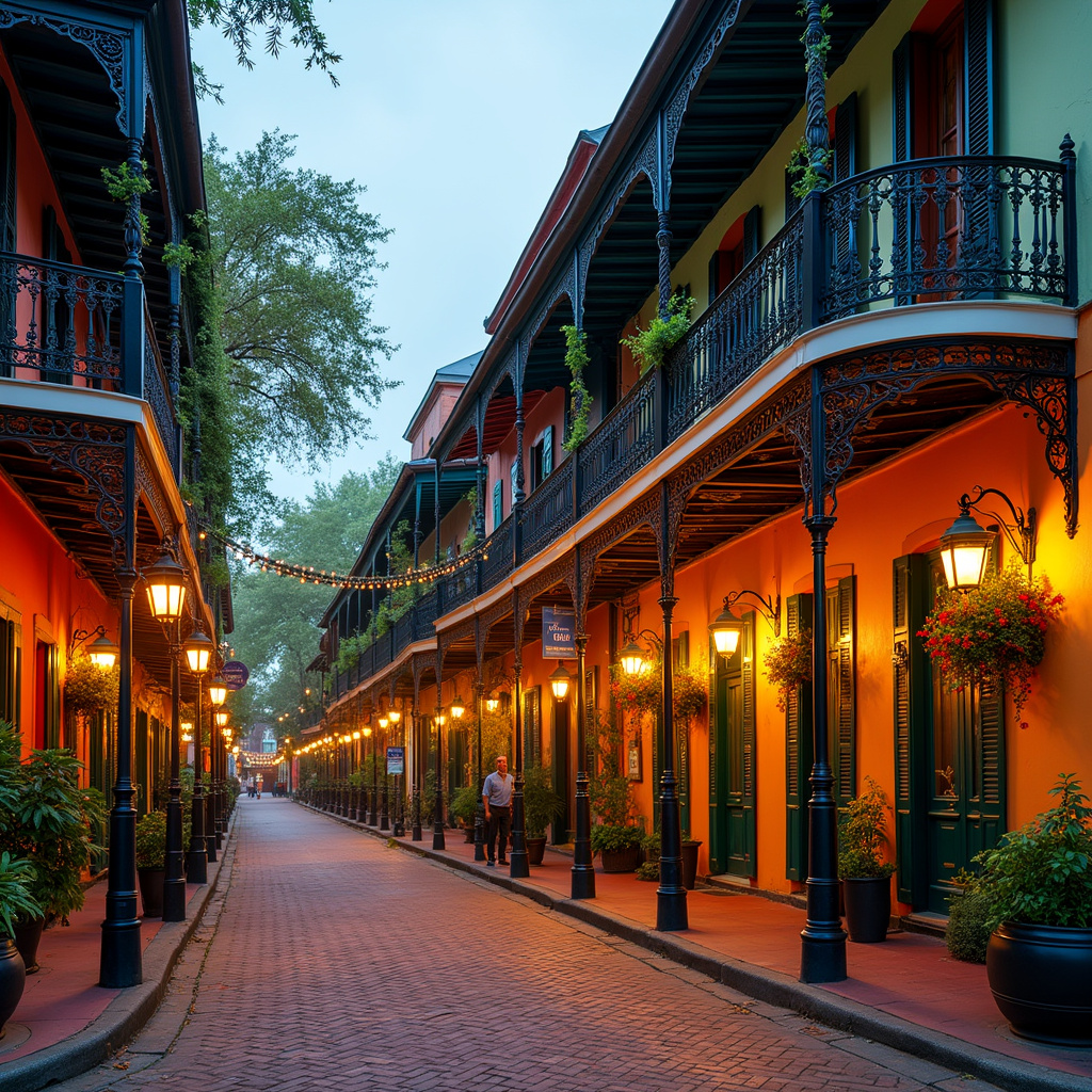 ulica w Nowym Orleanie z kolorowymi kamienicami i jazzowym barem