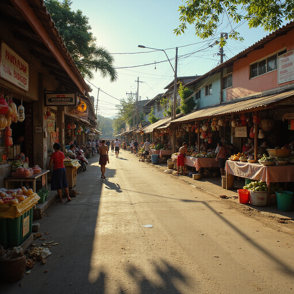 Ulica w Davao z lokalnymi straganami i restauracjami