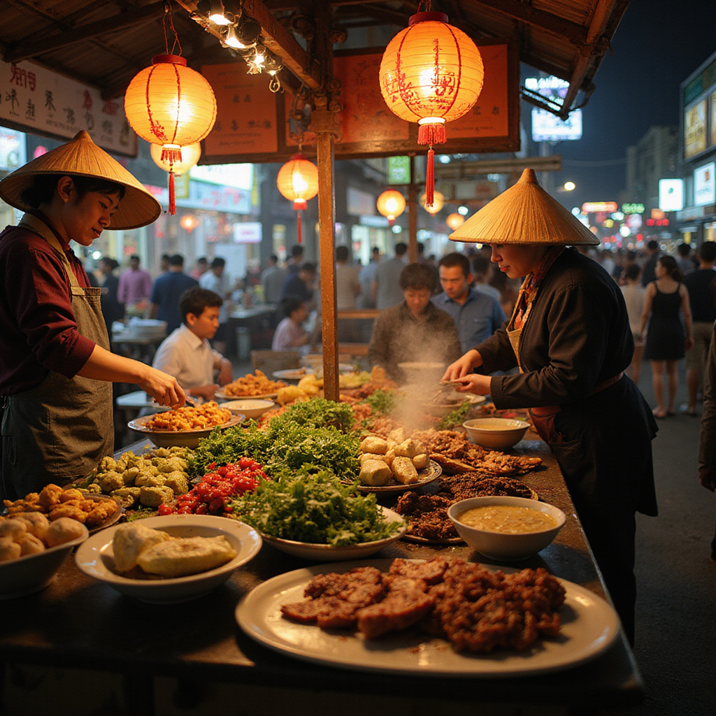 uliczny stragan z jedzeniem w Can Tho, lokalne przysmaki, kuchnia wietnamska