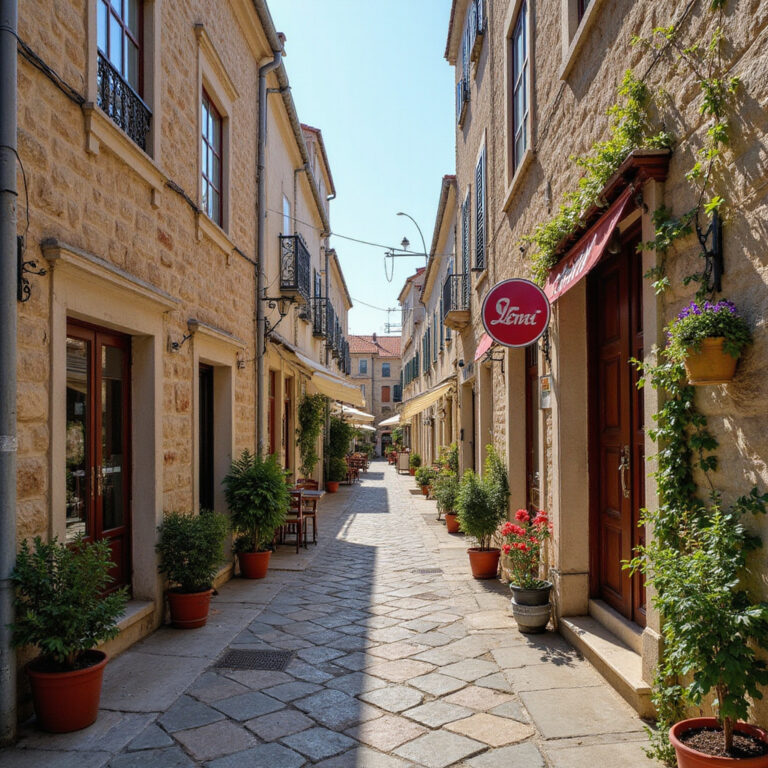 Wąskie uliczki Splitu z kamiennymi domami i kawiarniami, idealne na spacer