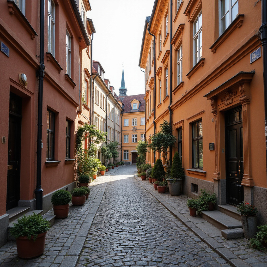 Ryga – wąskie brukowane uliczki w okolicach Starego Miasta