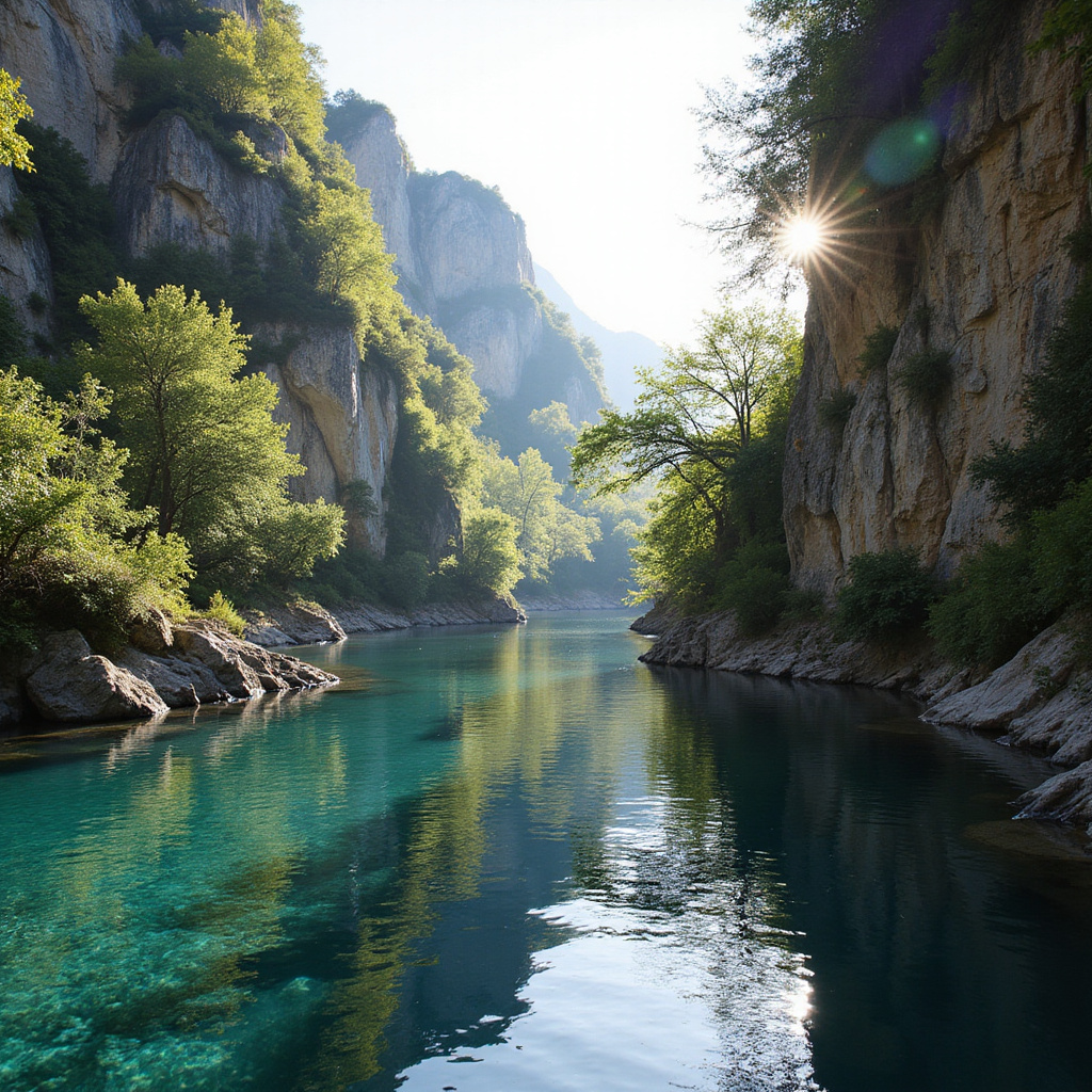 Kanion Omisu widziany z poziomu rzeki Cetina, dzika przyroda i skalne formacje