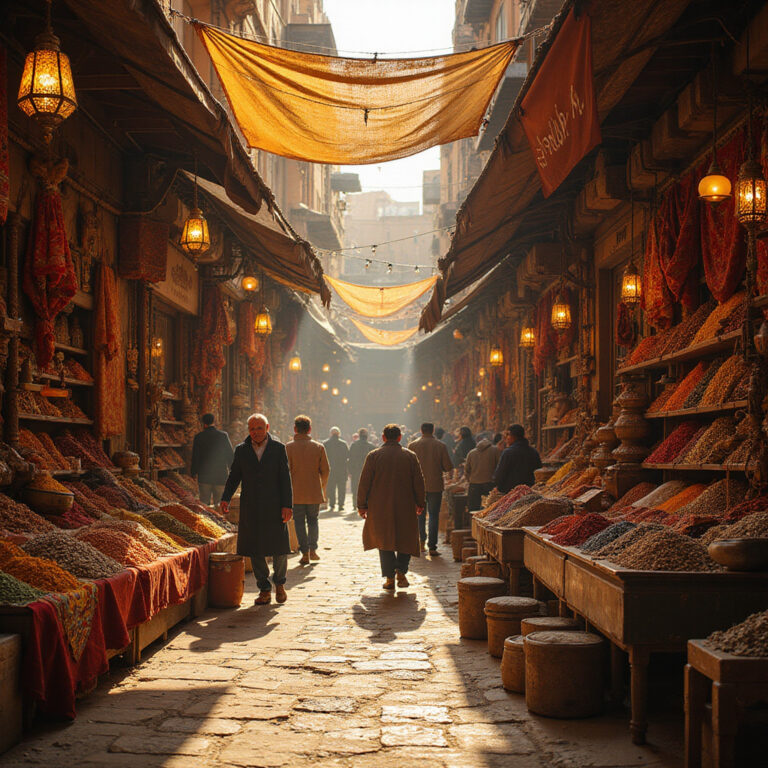 Khan el-Khalili w Kairze, tętniący życiem bazar z egzotycznymi towarami