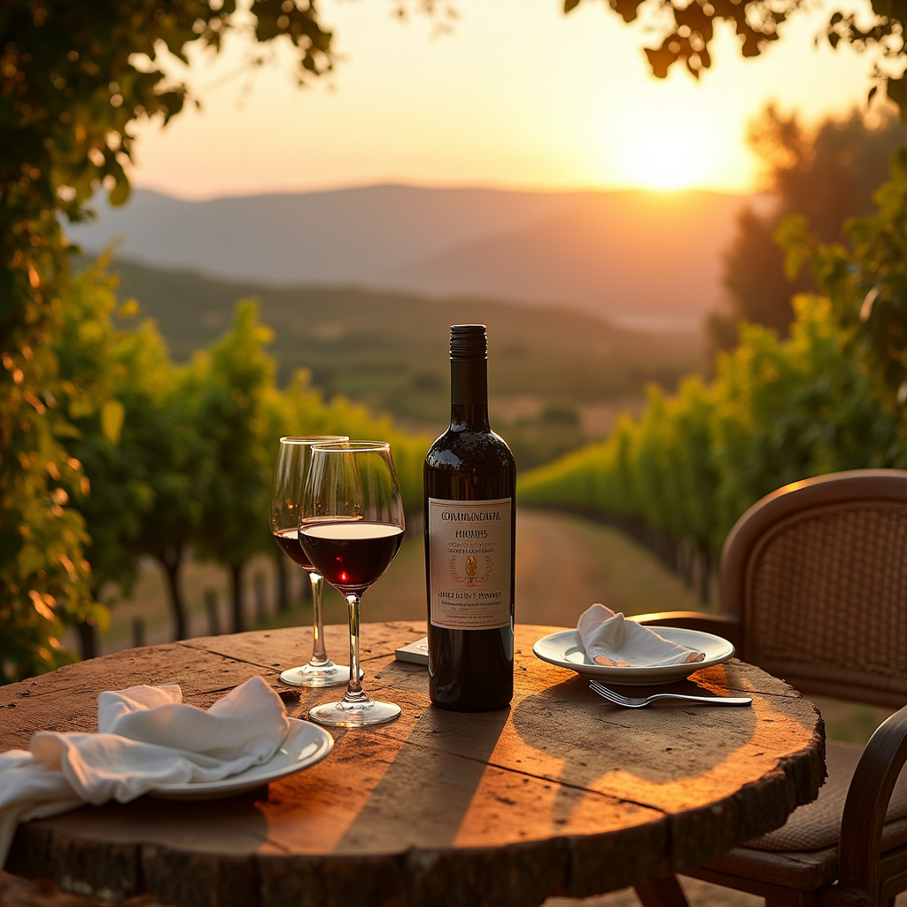 Degustacja Commandarii w cypryjskiej winnicy z widokiem na góry Troodos