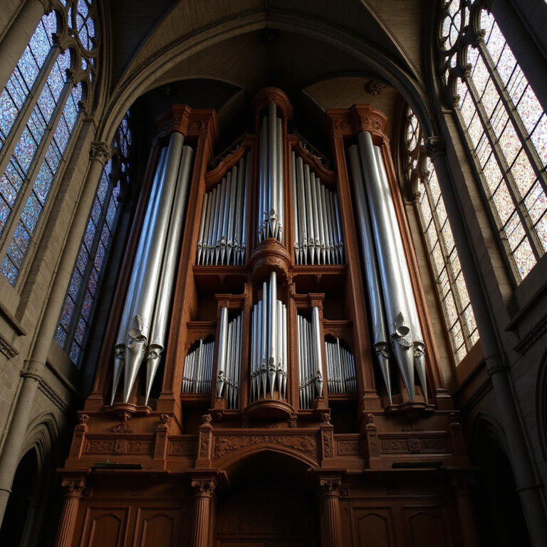 Organy Katedry Ryskiej – widok na monumentalny instrument w gotyckim wnętrzu