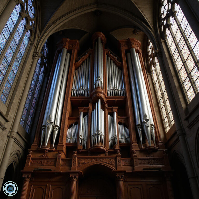 Organy Katedry Ryskiej – widok na monumentalny instrument w gotyckim wnętrzu