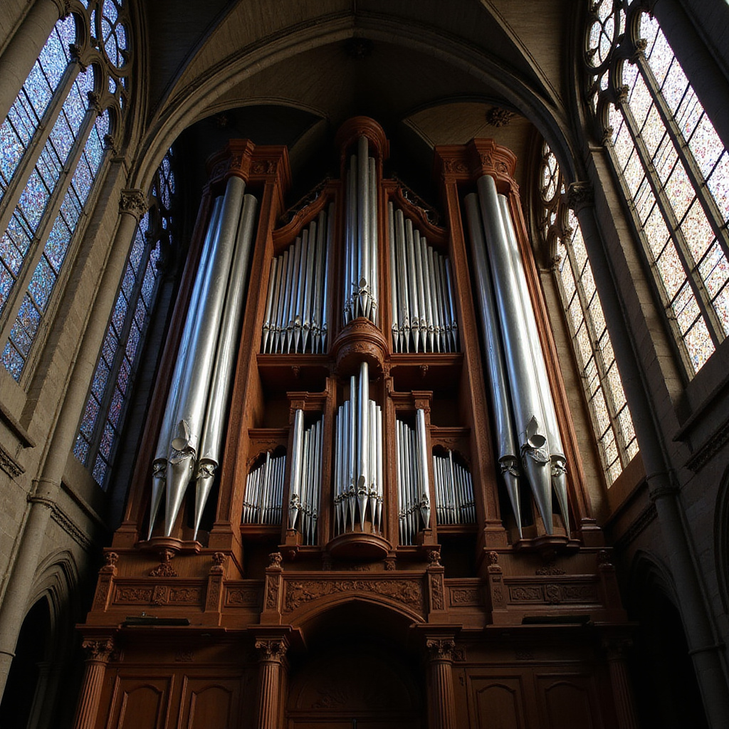 Organy Katedry Ryskiej – widok na monumentalny instrument w gotyckim wnętrzu