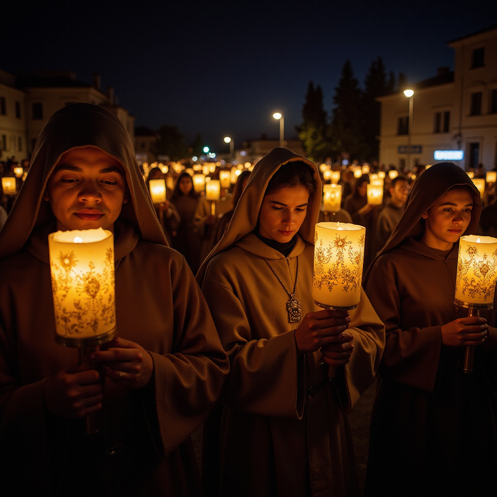 Procesja Wielkanocna w Grecji z udziałem wiernych niosących świece