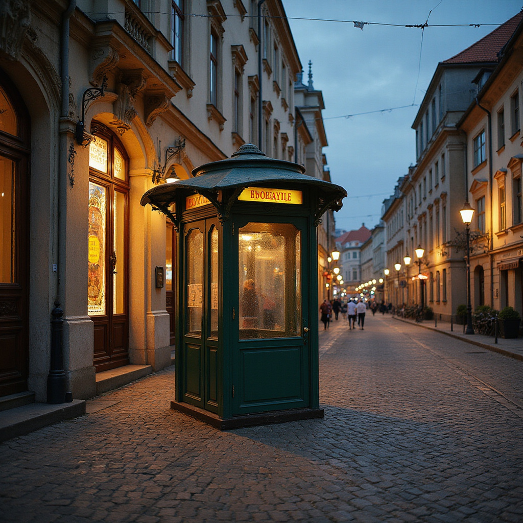 Ulica w Rydze z widocznym przystankiem autobusowym i zabytkową zabudową