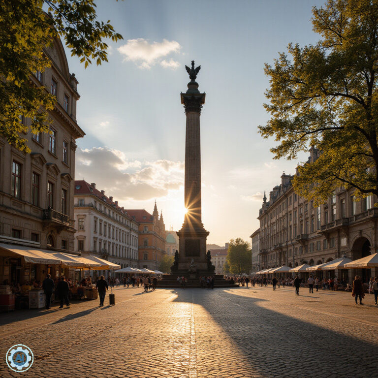 Rynek Górny w Ołomuńcu z Kolumną Trójcy Świętej, zabytki Ołomuńca