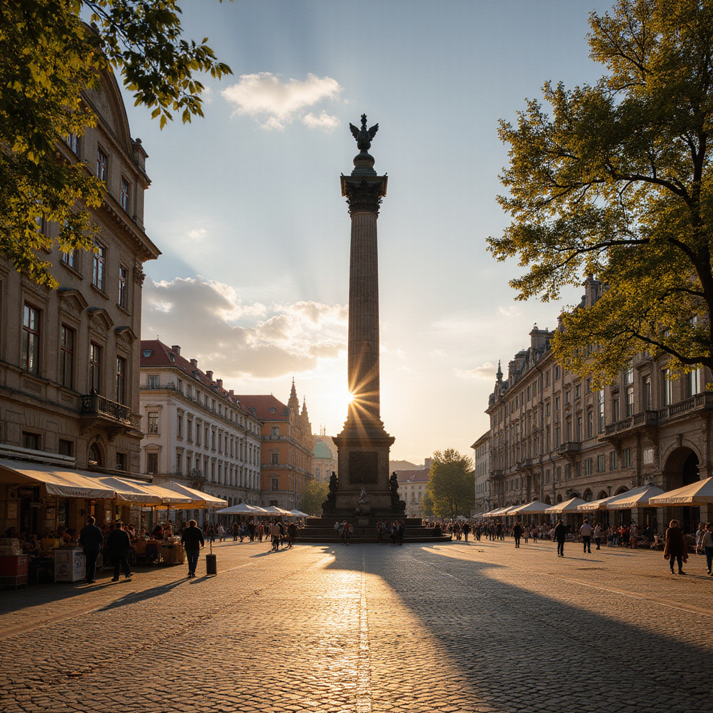 Rynek Górny w Ołomuńcu z Kolumną Trójcy Świętej, zabytki Ołomuńca