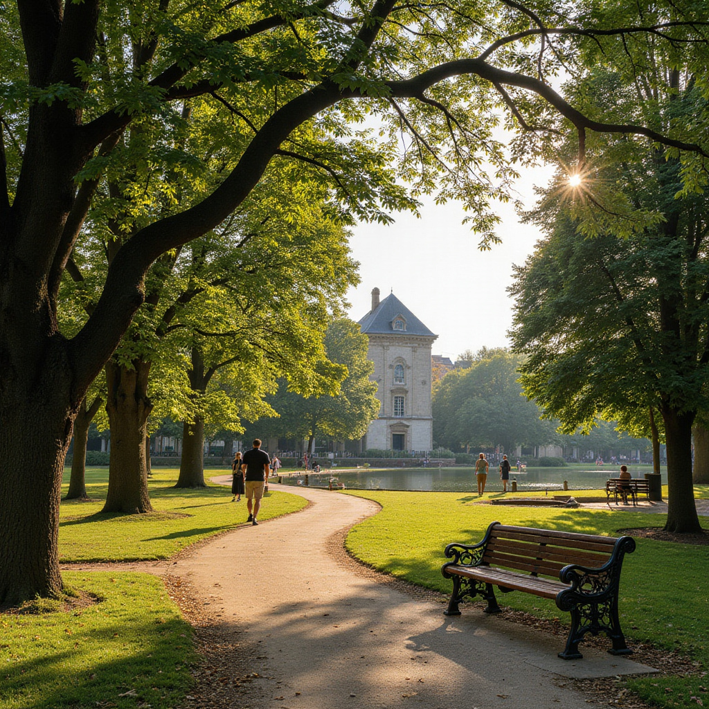 Park wokół Cytadeli Vauban z alejkami i ławkami