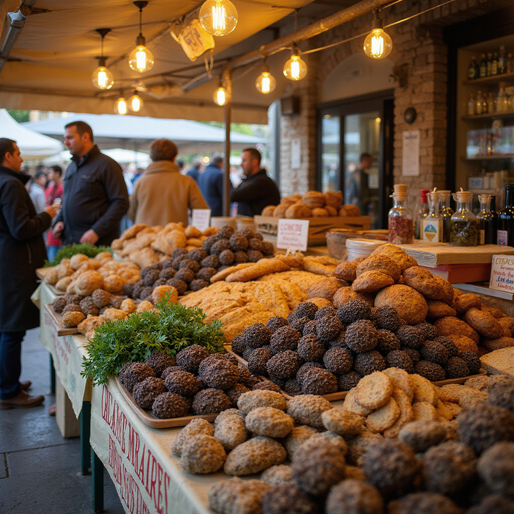 Targ z truflami w Puli, lokalne przysmaki i świeże produkty
