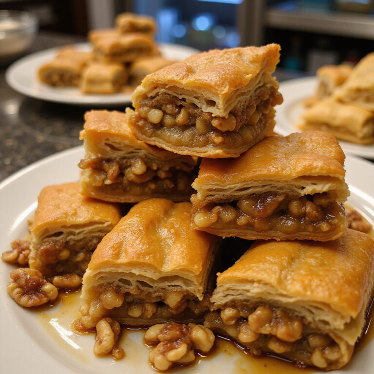 Tradycyjna baklava z orzechami i miodem w cukierni w Volos, greckie słodycze