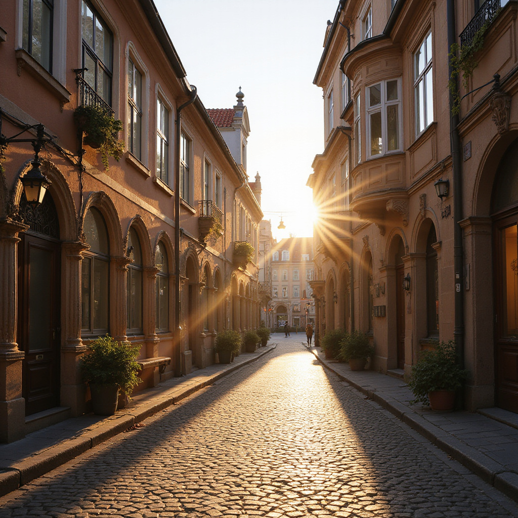 Ulica w Rydze w okolicach Domu Bractwa Czarnogłowych, brukowana nawierzchnia
