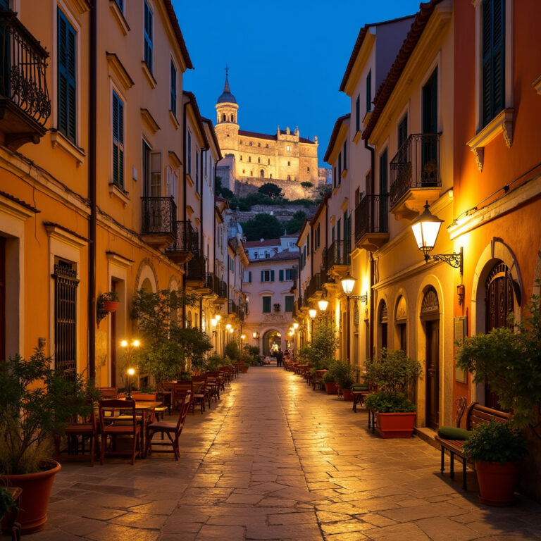 Ulica w Splicie z widokiem na Pałac Dioklecjana, noclegi Split centrum