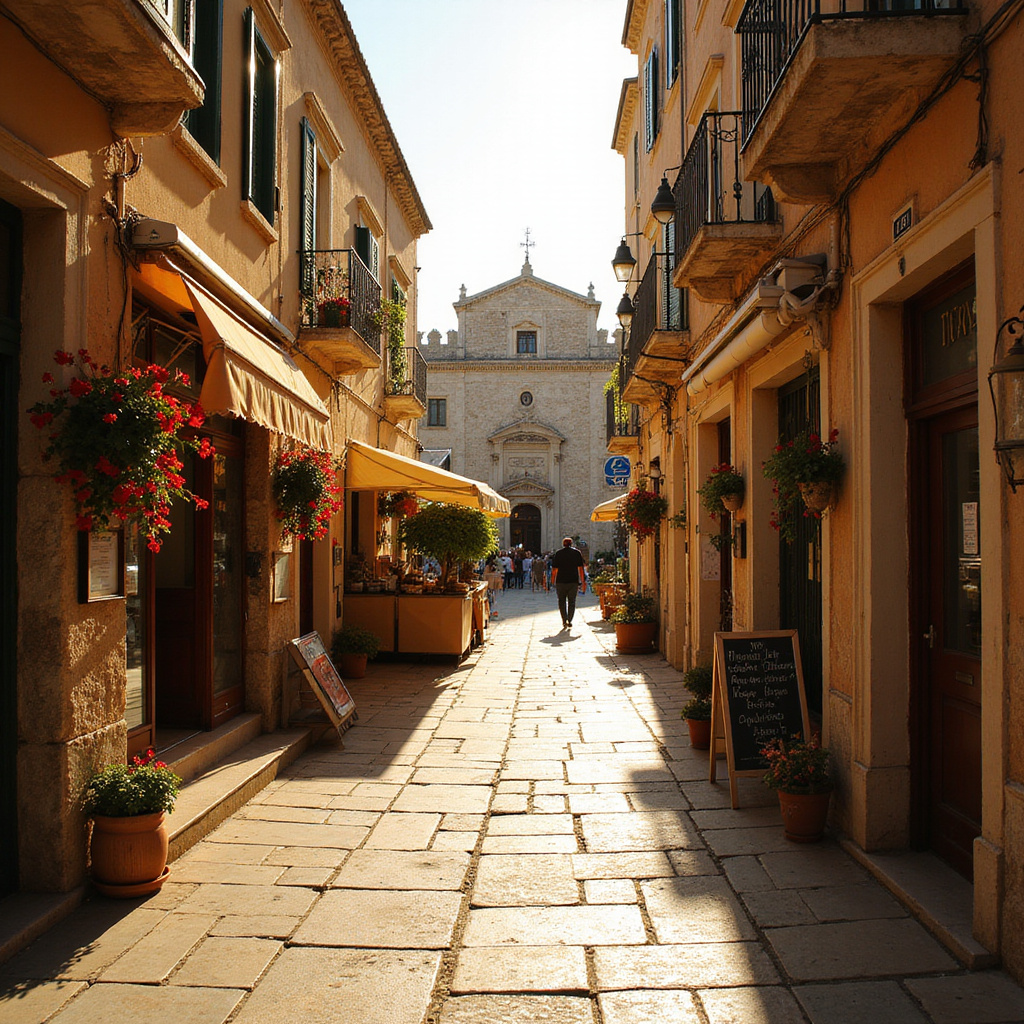 Uliczka w Splicie w cieniu Pałacu Dioklecjana z lokalnymi sklepami