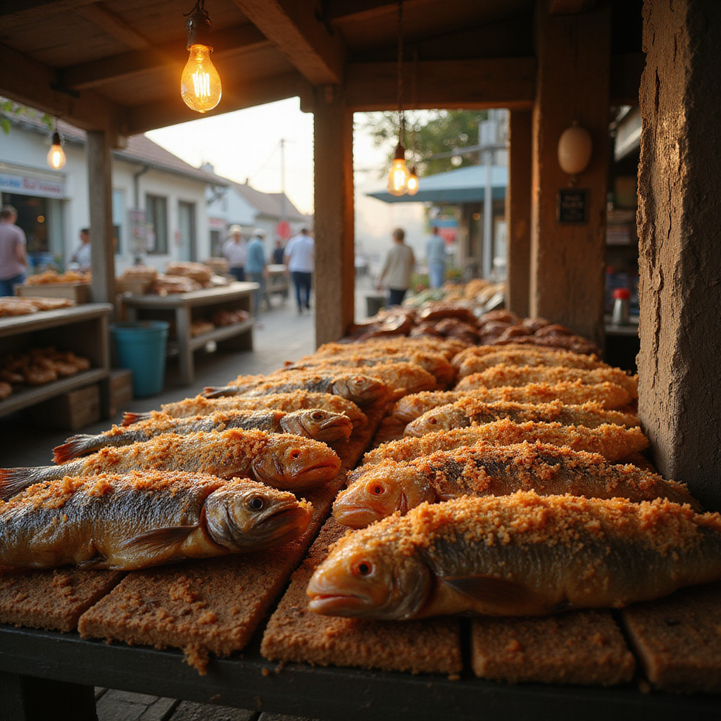 Świeżo wędzone ryby na straganie w kurlandzkim miasteczku