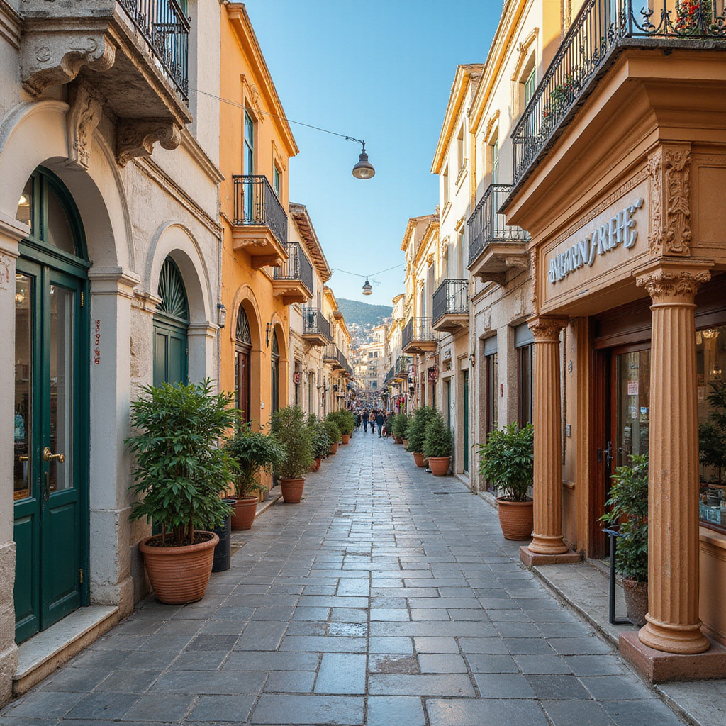 Współczesna sztuka grecka na tle ulicy w Atenach z widocznymi antycznymi inspiracjami