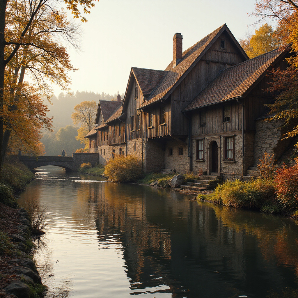 Zabytkowe spichlerze Kuldīgi nad rzeką Venta, drewniane budynki z charakterystycznymi dachami