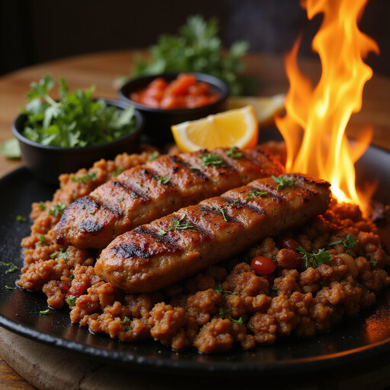 Adana Kebab – pikantne danie z mielonej jagnięciny, grillowane na otwartym ogniu