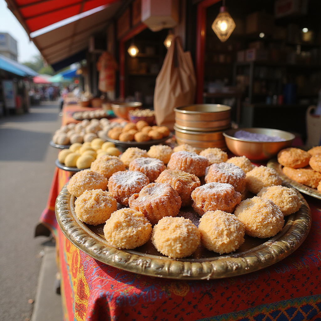 Tradycyjne filipińskie słodycze Pasalubong na targowym straganie