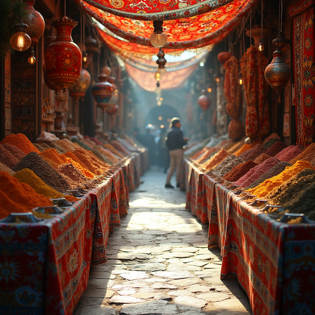 Tureckie bazary: kolorowe stragany z przyprawami i tkaninami