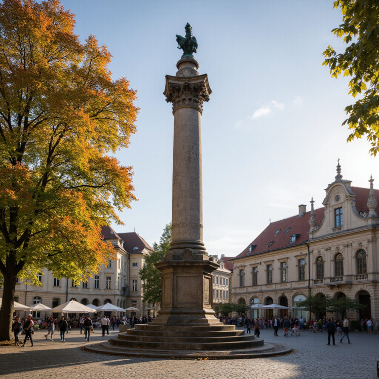 Kolumna Trójcy Świętej na Rynku Górnym w Ołomuńcu, barokowy pomnik i zabytkowa architektura
