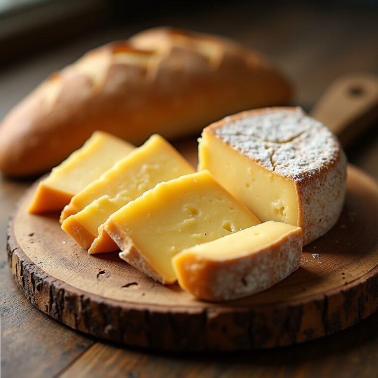 Ołomunieckie sery tvarůžky na drewnianej desce z chlebem