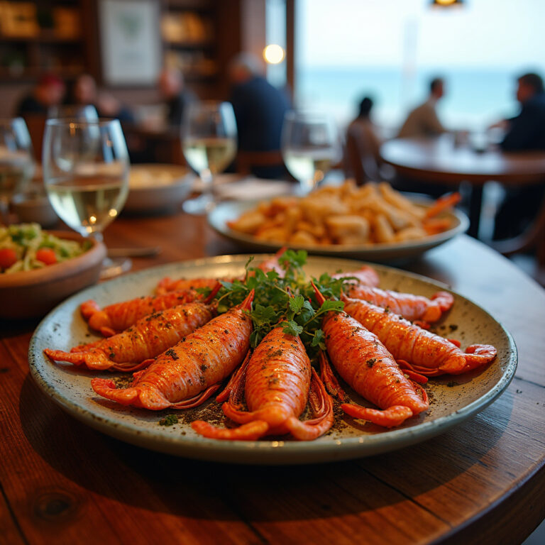 Świeże owoce morza w Trabzonie na tle lokalnej tawerny