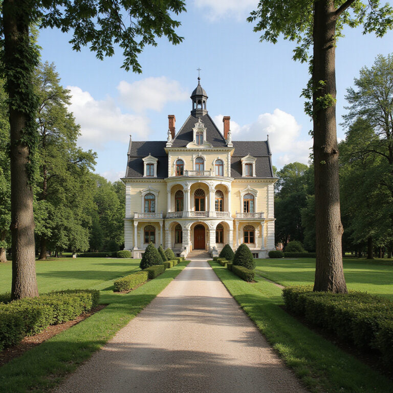 Widok na Pałac Jelgava otoczony zielenią, architektoniczna perła Łotwy