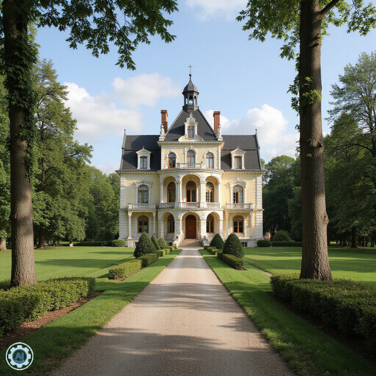 Widok na Pałac Jelgava otoczony zielenią, architektoniczna perła Łotwy