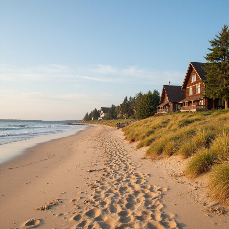 Spacer po piaszczystej plaży w Jurmali z widokiem na drewniane wille