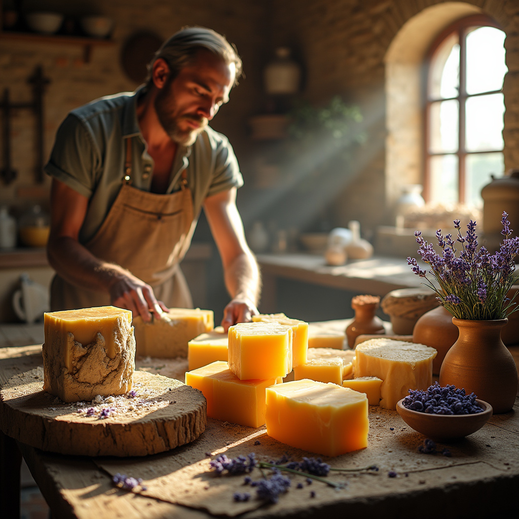 Proces produkcji mydła marsylskiego w historycznej mydlarni