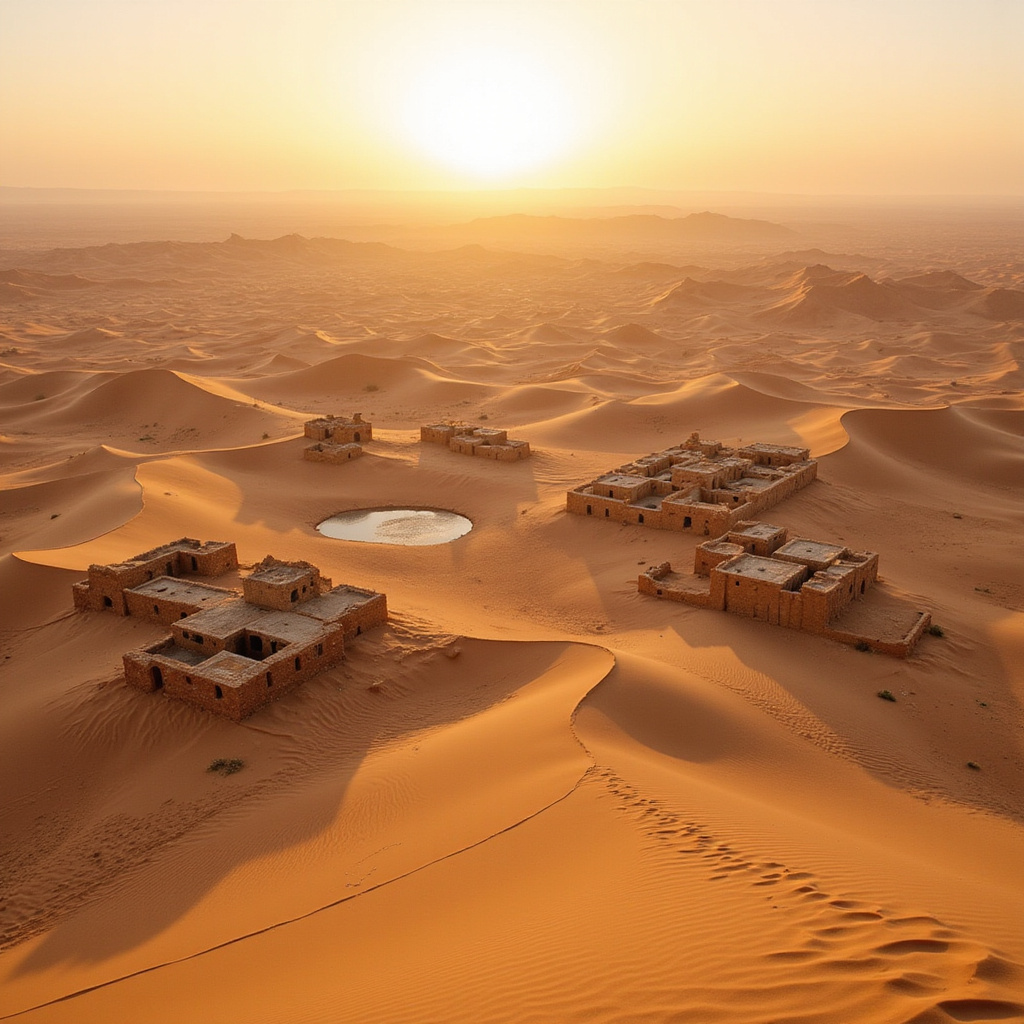 Pustynne krajobrazy w okolicach Marsa Alam z widokiem na wydmy i beduińskie wioski