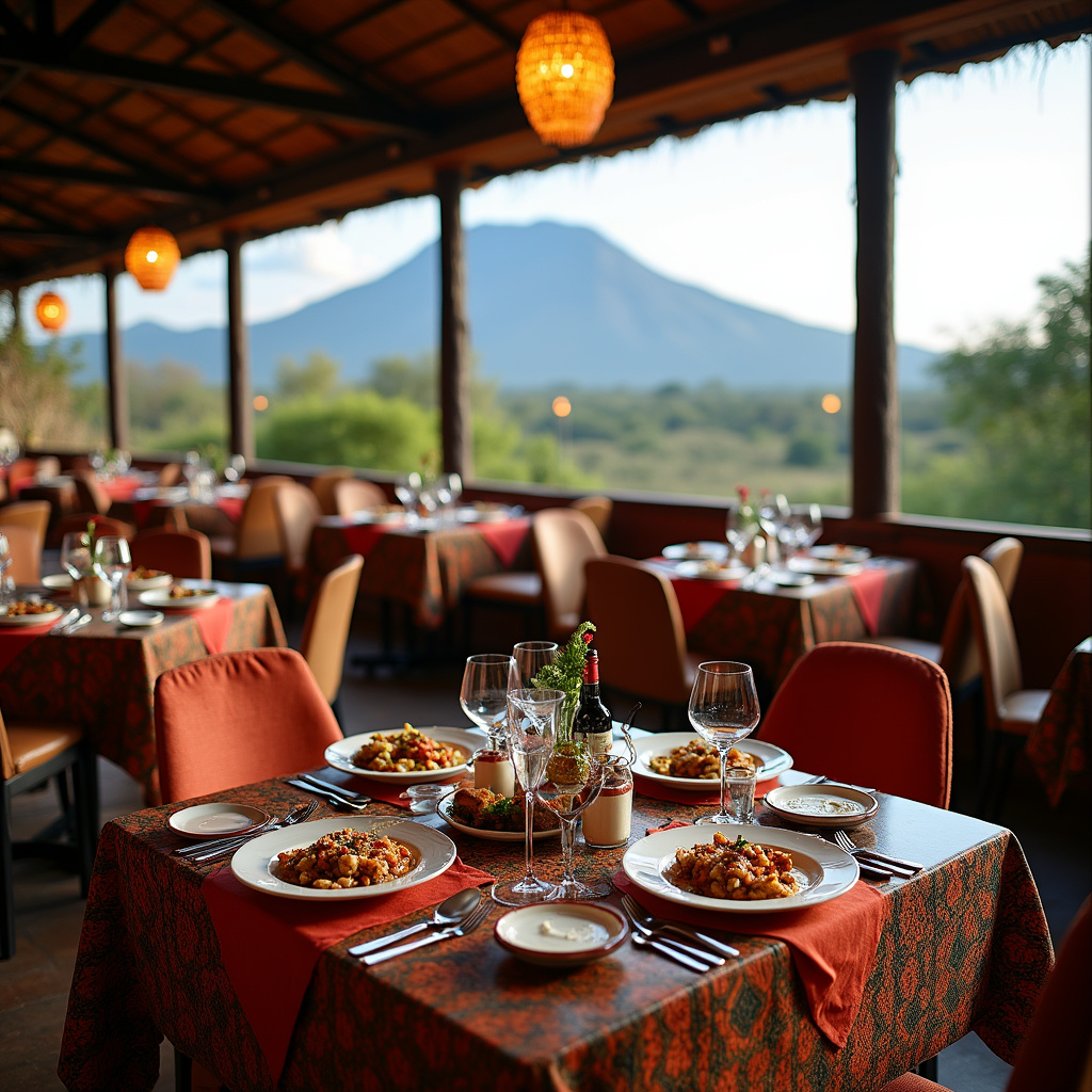 Restauracja z widokiem na Mount Kenya, serwująca tradycyjne dania kenijskie