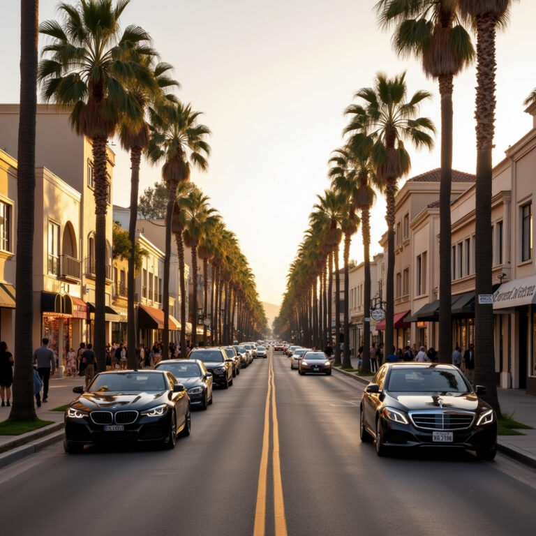Rodeo Drive w Beverly Hills – luksusowe butiki i eleganckie samochody