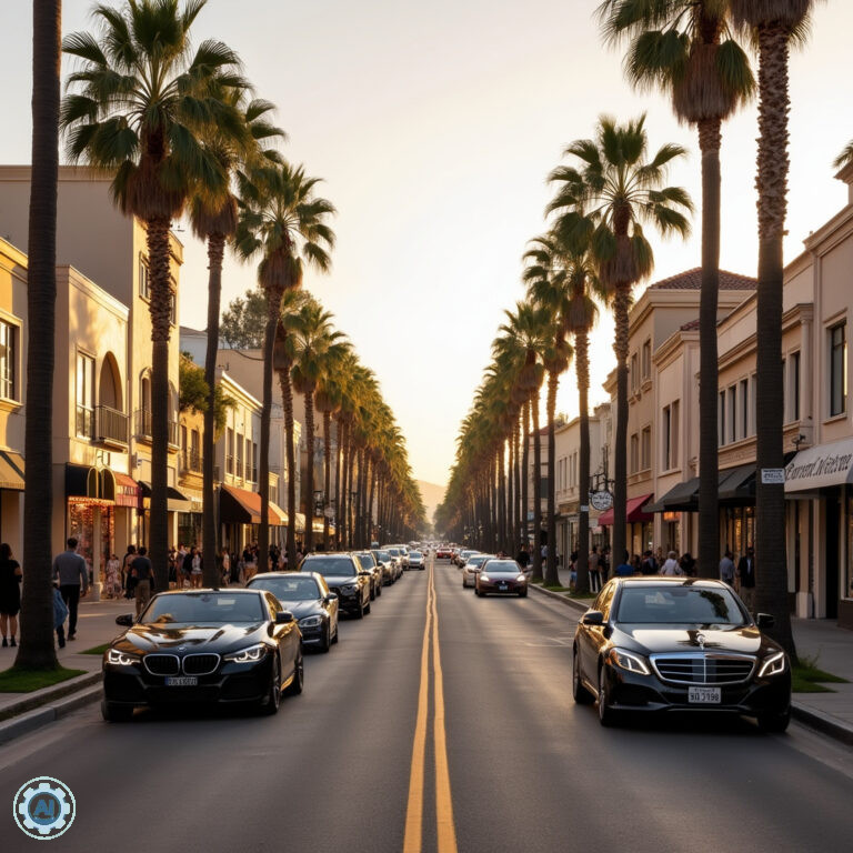 Rodeo Drive w Beverly Hills – luksusowe butiki i eleganckie samochody