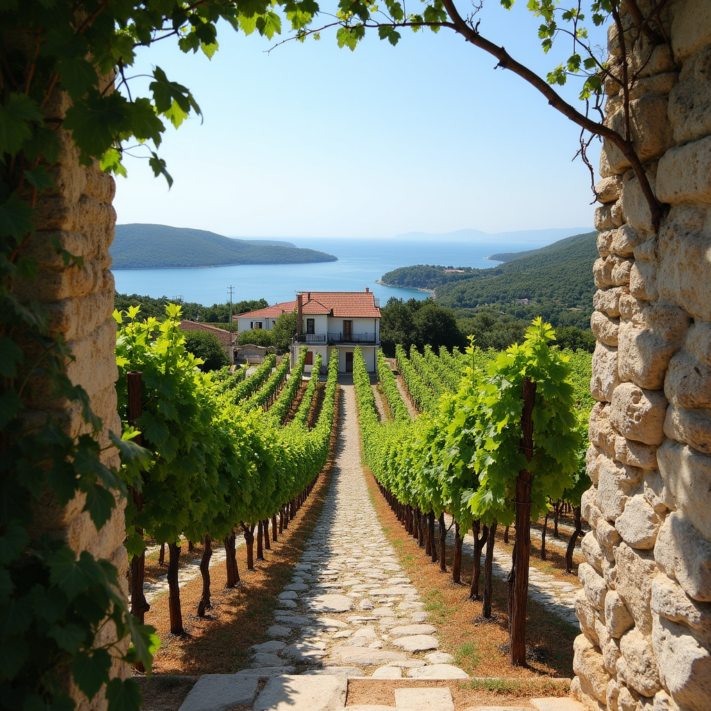 Rodzinna winnica na Hvarze z widokiem na morze, tradycyjne winiarstwo Chorwacji