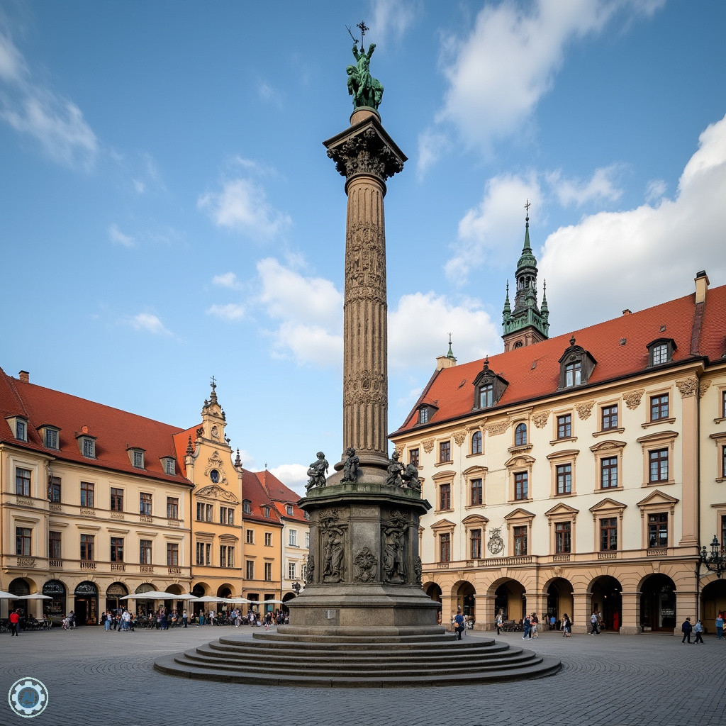 Rynek Górny w Ołomuńcu z Kolumną Trójcy Świętej, zabytki Ołomuńca, architektura barokowa