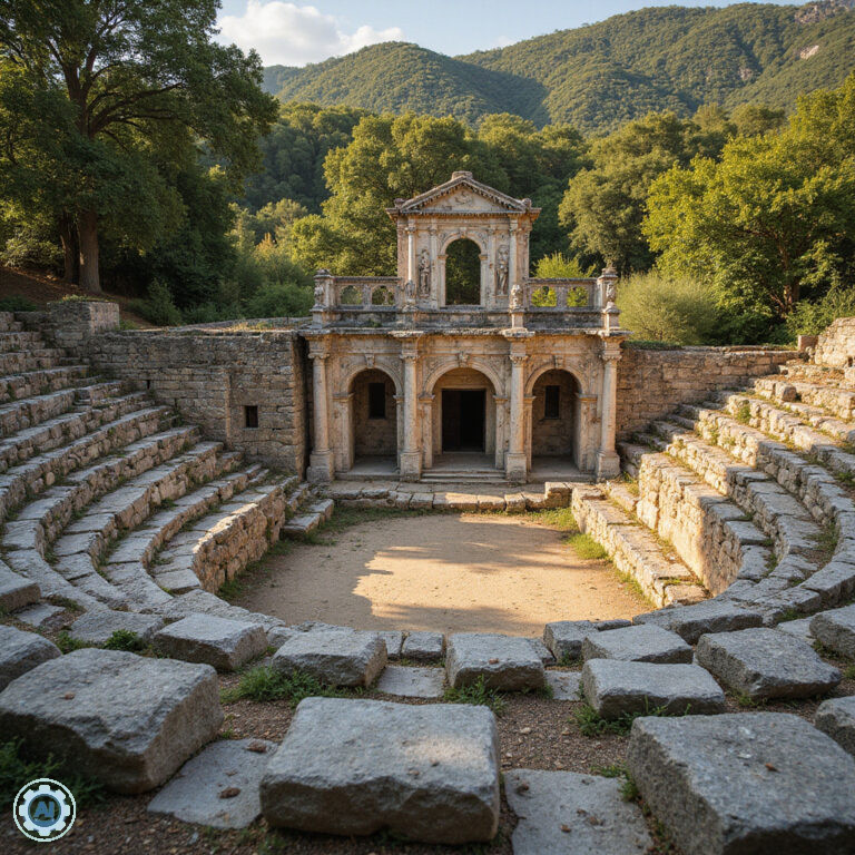 Rzymski Odeon w Patras - widok na starożytne ruiny z kamiennymi ławami